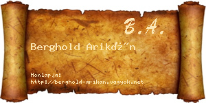 Berghold Arikán névjegykártya
